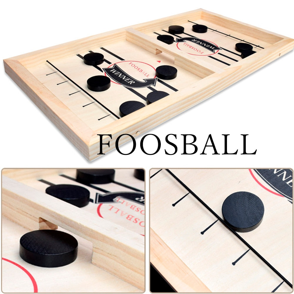 Foosball Wooden Board Game: Fast Sling Puck Action for All Ages!