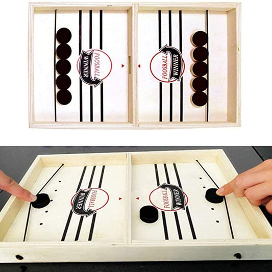 Foosball Wooden Board Game: Fast Sling Puck Action for All Ages!